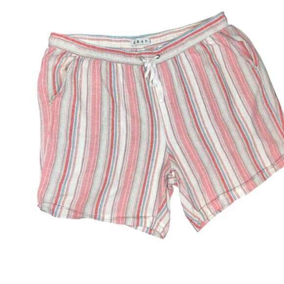 Dash Womens Striped Linen Blend Shorts Size 1X - Picture 2 of 4
